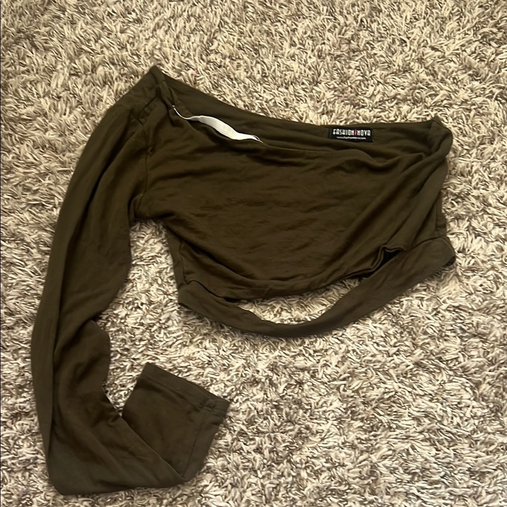 Fashion Nova Olive Green Crop Top